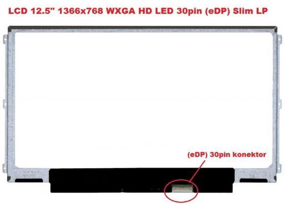 B125XTN02.0 HW0A LCD 12.5" 1366x768 WXGA HD LED 30pin (eDP) Slim LP display displej AU Optronics