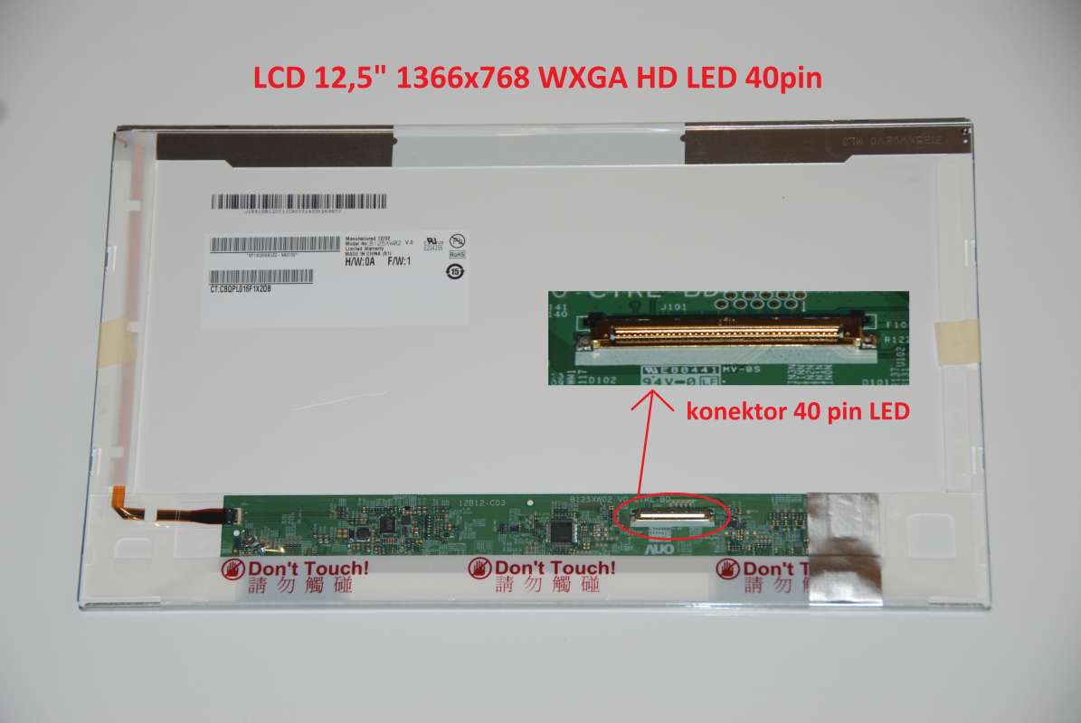 B125XW02 V.0 LCD 12.5" 1366x768 WXGA HD LED 40pin display displej AU Optronics