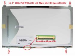 LTN156AT19-001 LCD 15.6" 1366x768 WXGA HD LED 40pin Slim DH Special display displej