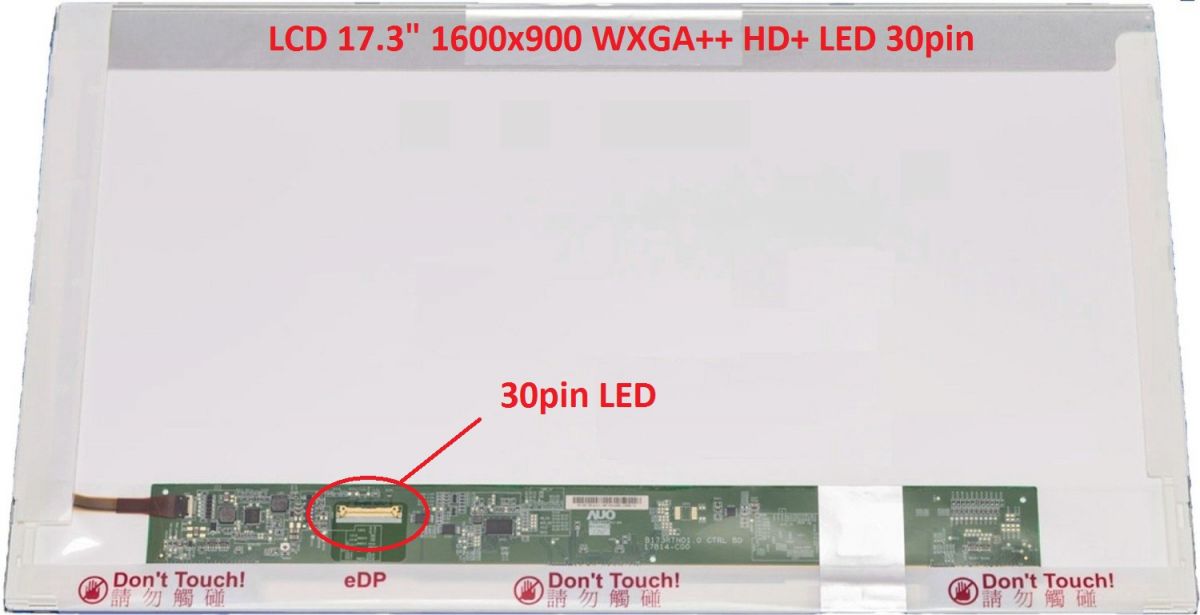 B173RTN01.0 LCD 17.3" 1600x900 WXGA++ HD+ LED 30pin (eDP) display displej AU Optronics