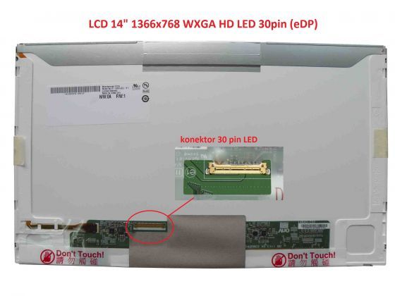 B140XTN01.0 LCD 14" 1366x768 WXGA HD LED 30pin (eDP) levý konektor display displej AU Optronics