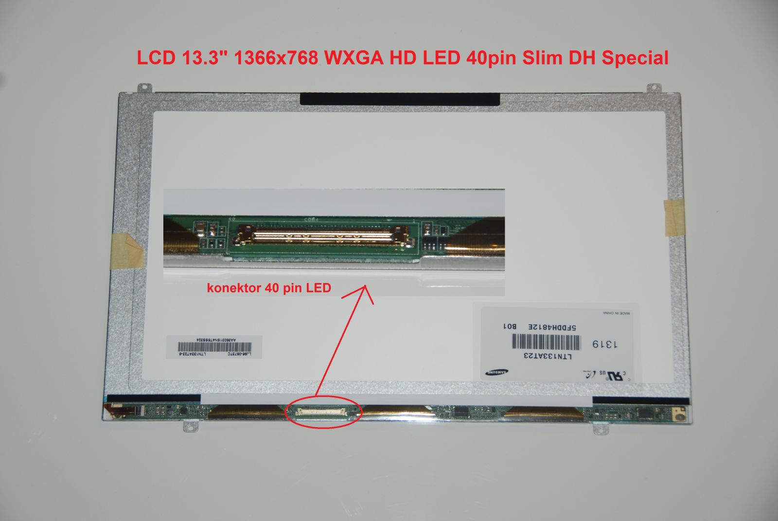 LTN133AT23-C01 LCD 13.3" 1366x768 WXGA HD LED 40pin Slim DH Special display displej